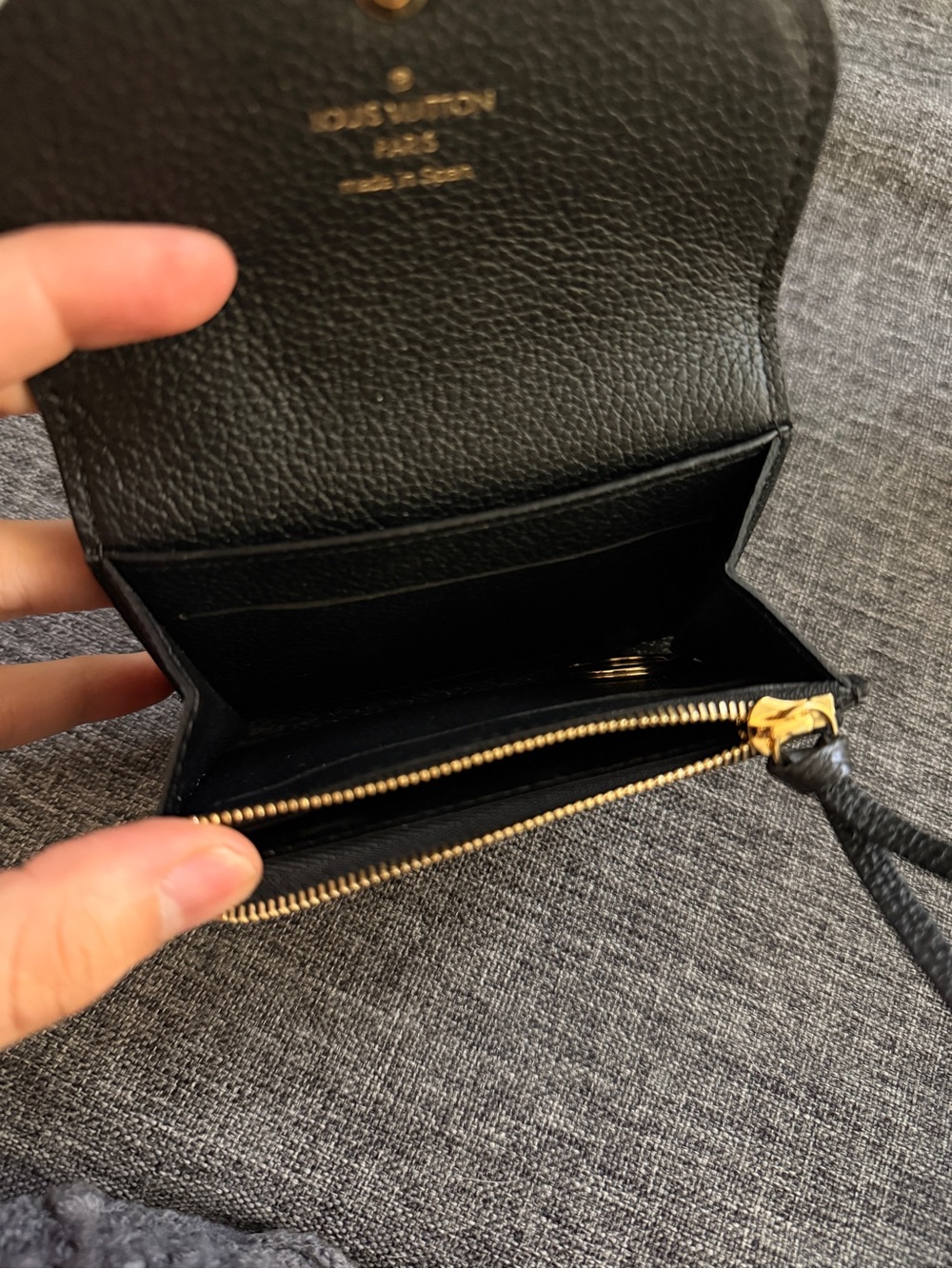 Louis Vuitton Black Embossed Monogram Compact Wallet with Gold Snap - Picture 4 of 4